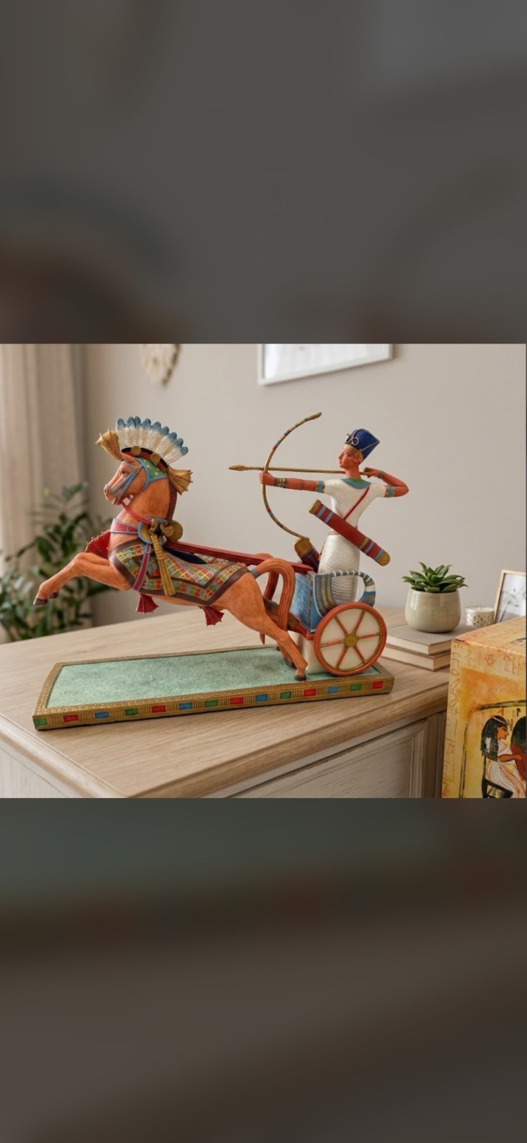 Vintage Veronese 2000 Egyptian Chariot Archer Statue Pharaon Figurine w/ Box