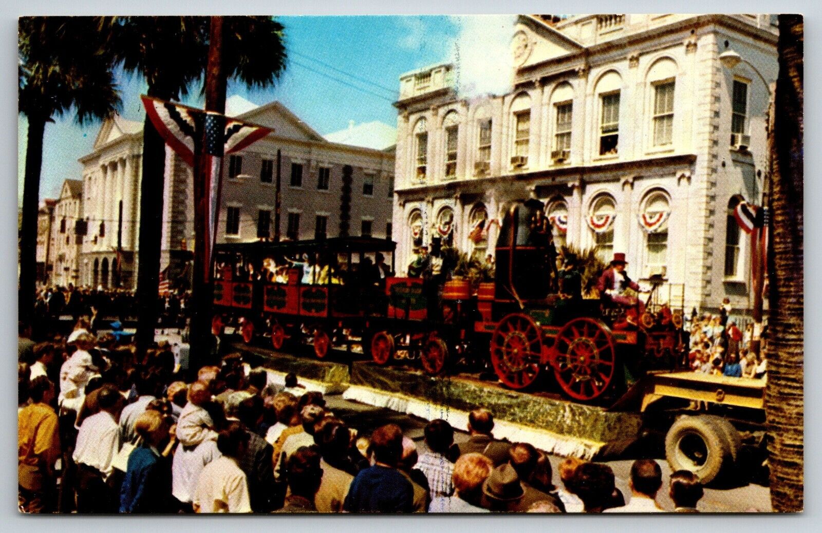 Tricentennial Parade Charleston SC Train Rail Historical Society Float Postcard