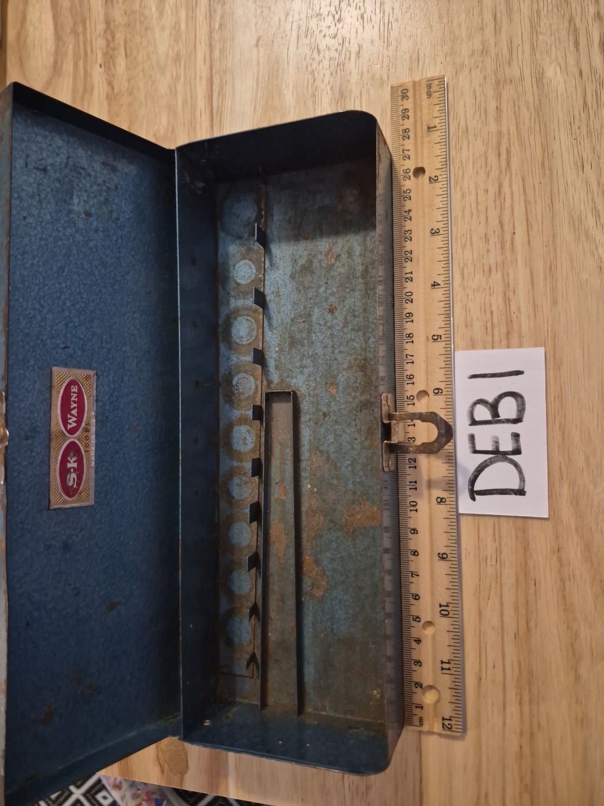 Vintage Metal Case S-K Wayne Blue Socket Set Box Toolbox USA Empty Vintage Metal Case S-K Wayne Blue Socket Set Box Toolbox USA Empty