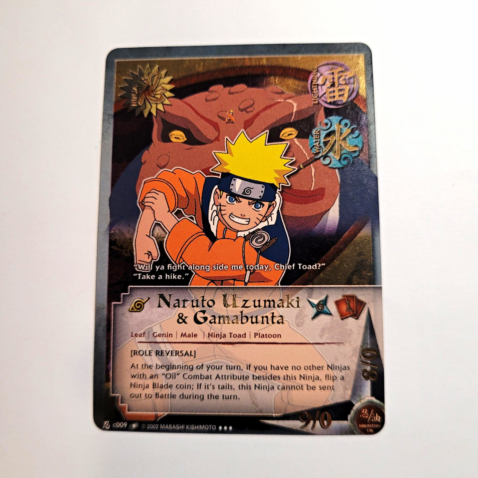 Naruto CCG Naruto Uzumaki & Gamabunta T2-009 Hologram (2002) Bandai