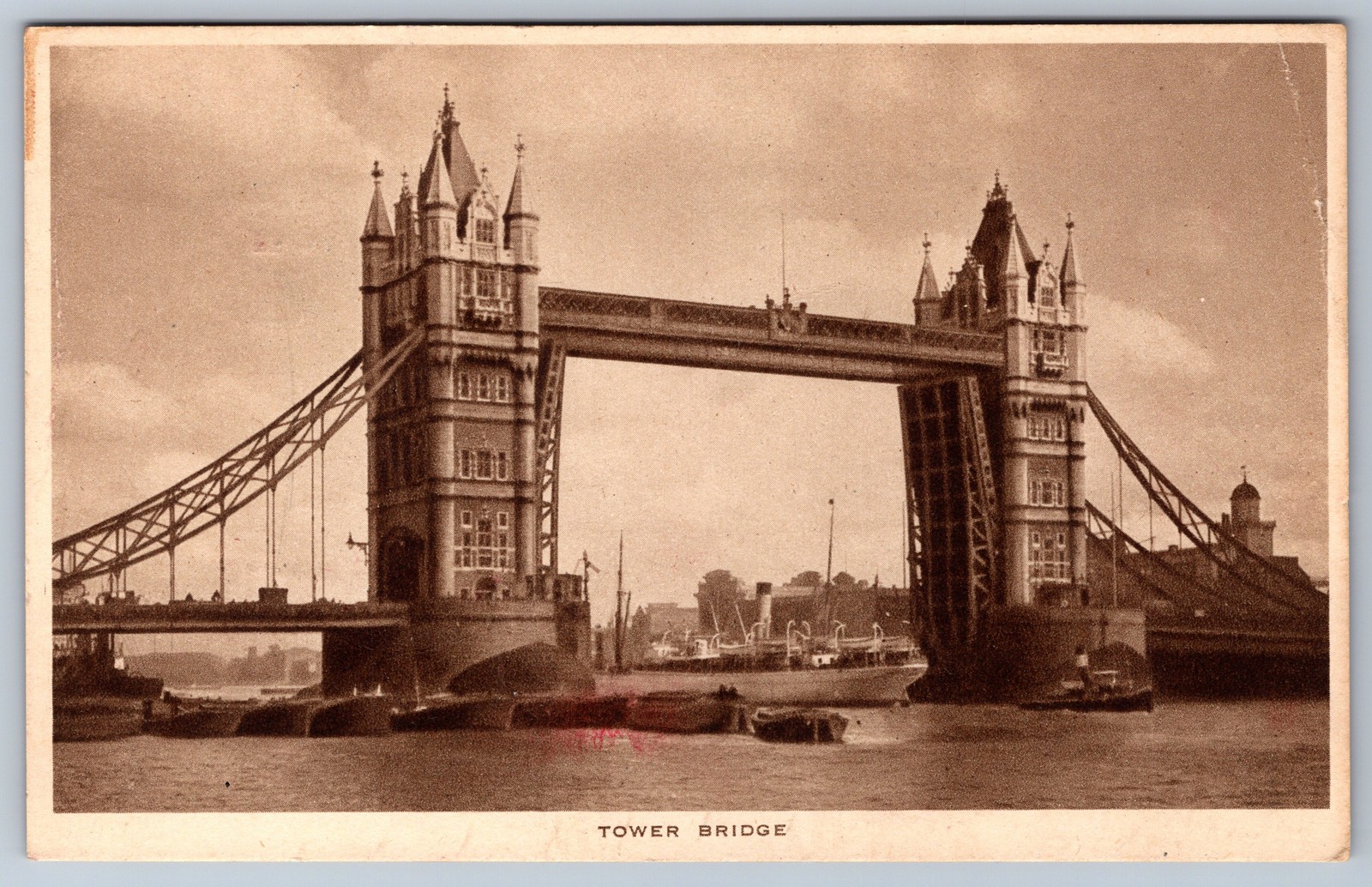 Tower Bridge London England Postcard Raphael Tuck Sepia KGVI Posted to USA