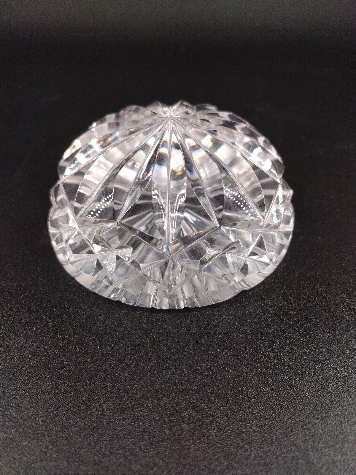Vtg Waterford Clear Glass Ribbed Etched Crystal Paperweight 4