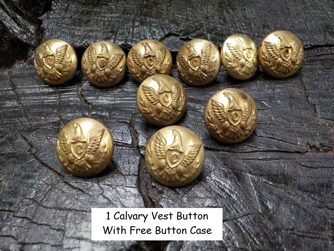Old Rare Vintage Antique War Relic Calvary Vest Button Free Display Case