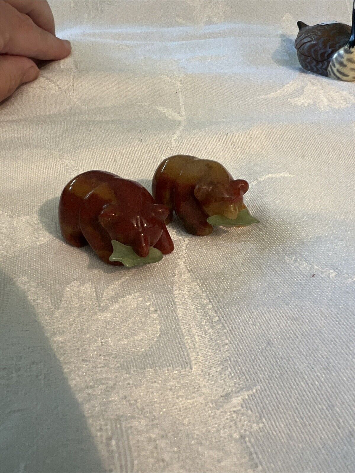 Alaskan Stone Bears With Jade Fish In Mouths