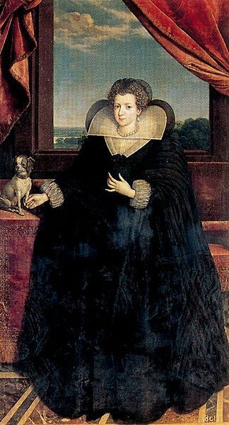 Oil female portrait noblelady Elizabeth of France by Frans Pourbus Prado canvas
