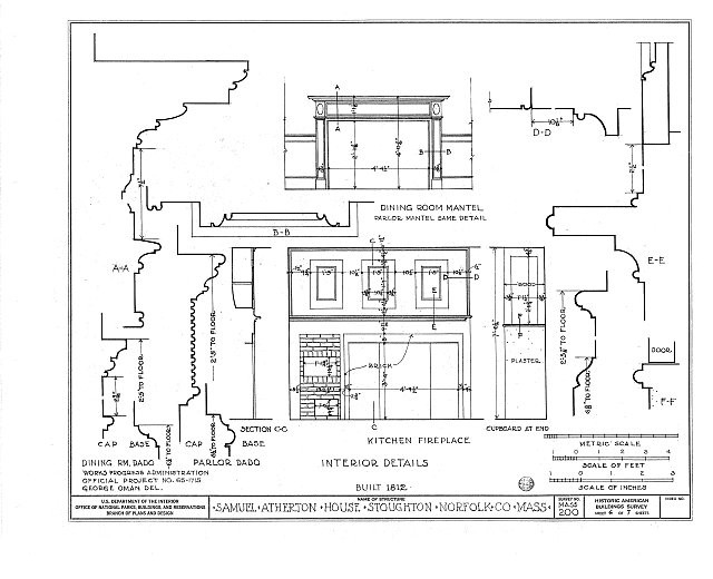 Stoughton Massachusetts Samuel Atherton House 1912 interior details HABS