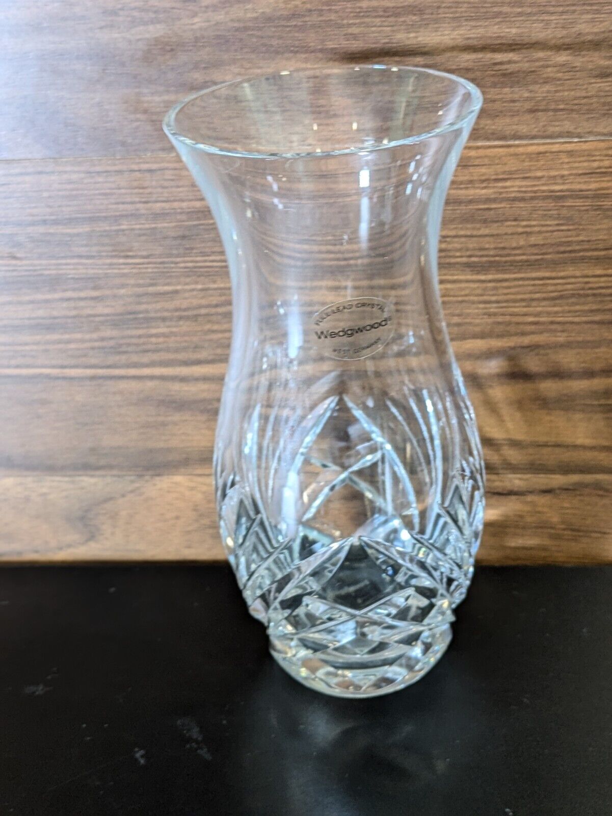 Wedgwood Full Lead Crystal Vase W. Germany Original Sticker