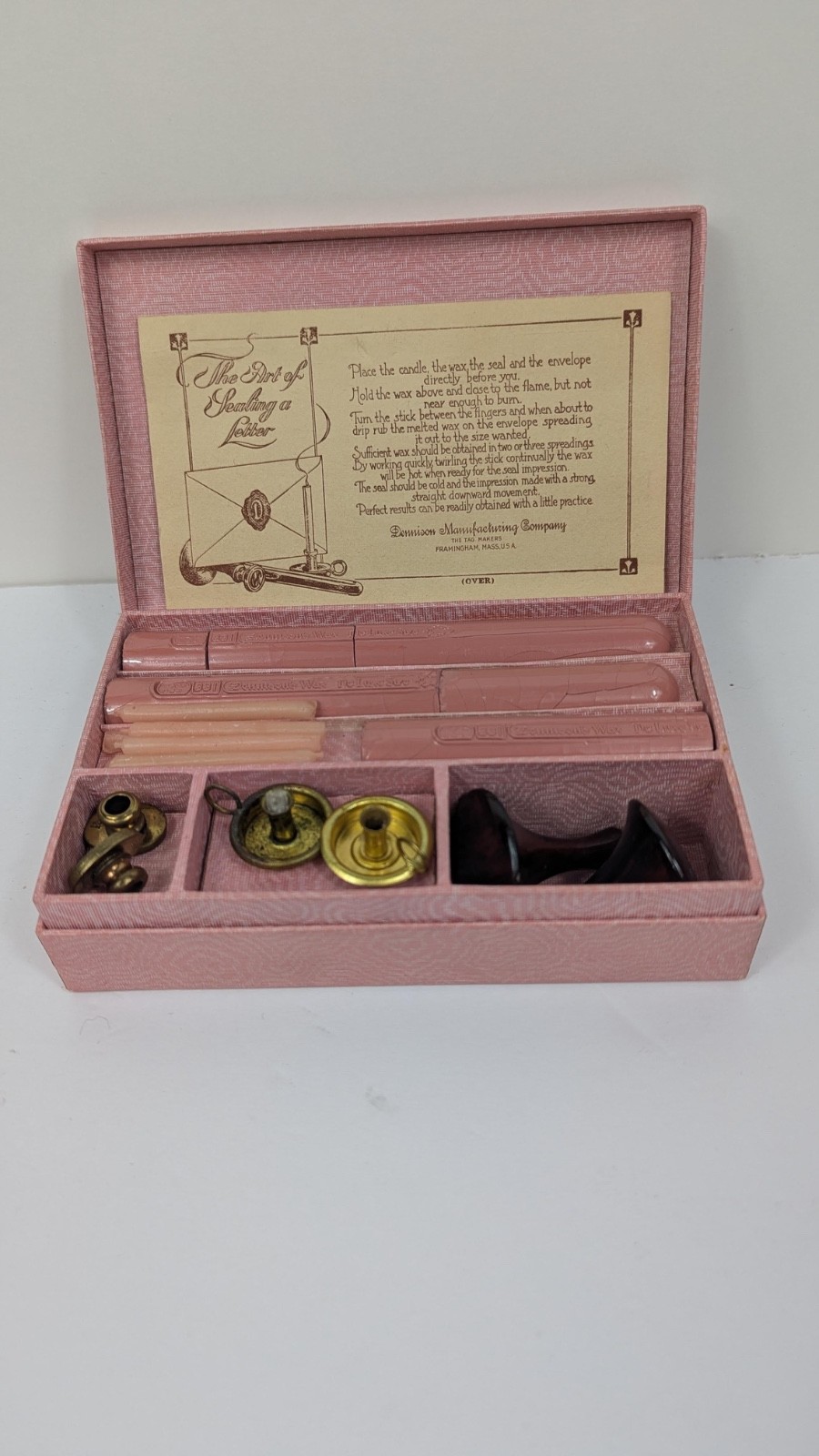 Vintage Dennison Sealing Wax Kit Letter H Complete Slightly Used