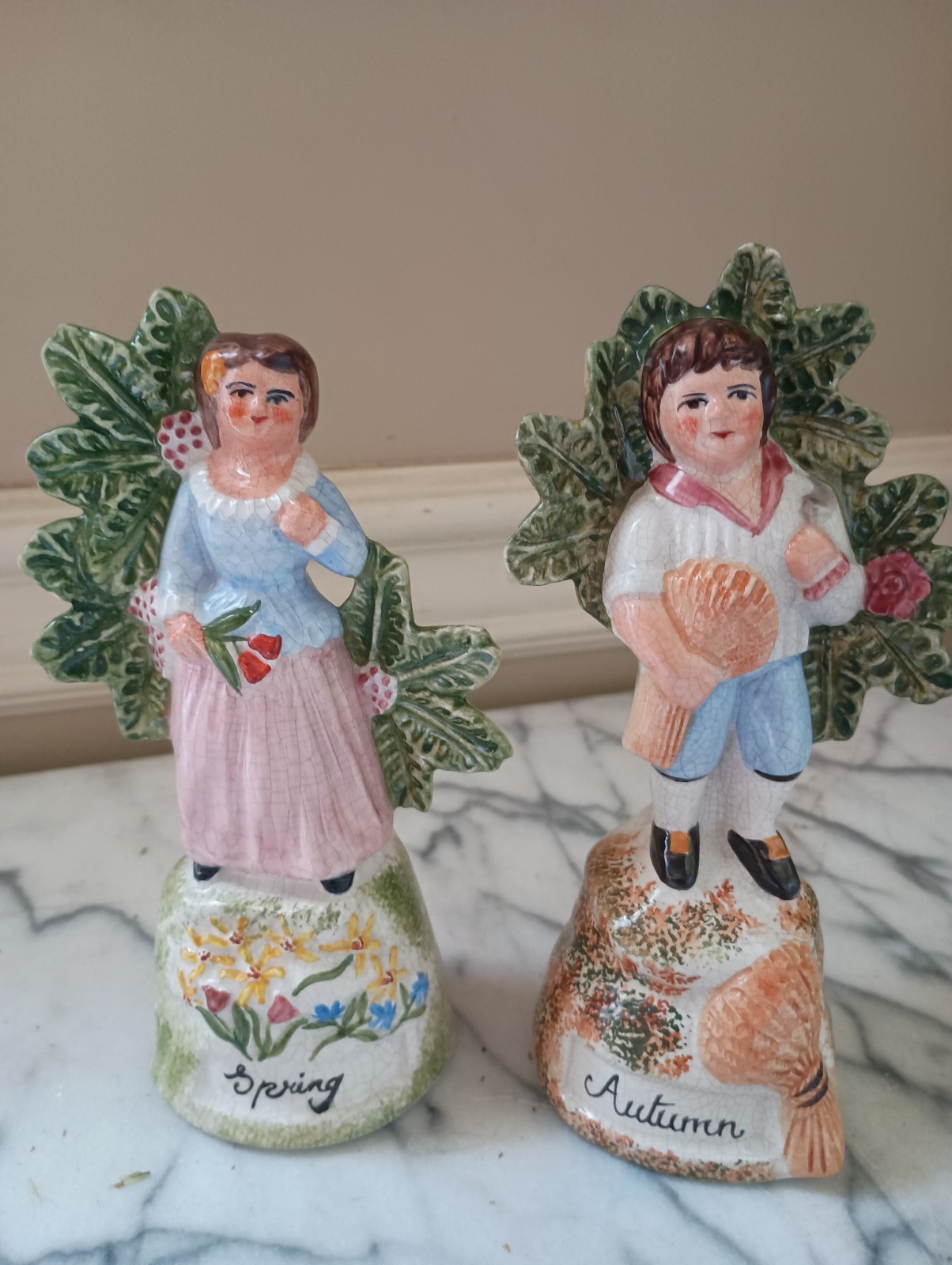 Antique Or Vintage Spring  & Autumn Seasons  Flat Back Figurines