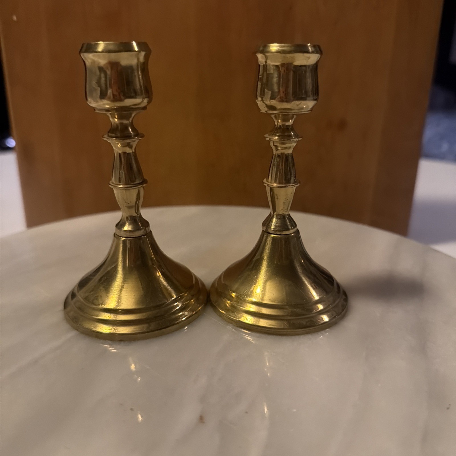 Vintage Pair Of Mini 4” Brass Candlesticks Hollywood Regency MCM 80’s NOS Vintage Pair Of Mini 4” Brass Candlesticks Hollywood Regency MCM 80’s NOS