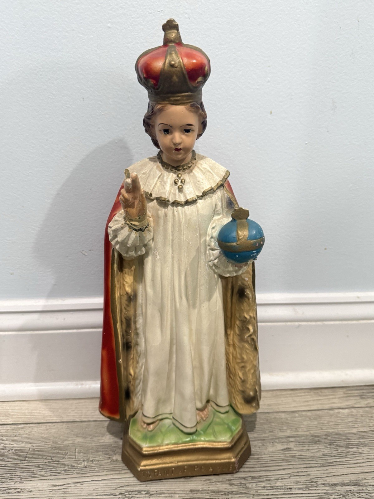 * GLORIOUS VINTAGE INFANT JESUS OF PRAGUE STATUE FROM NUNS CONVENT 16 3/4”