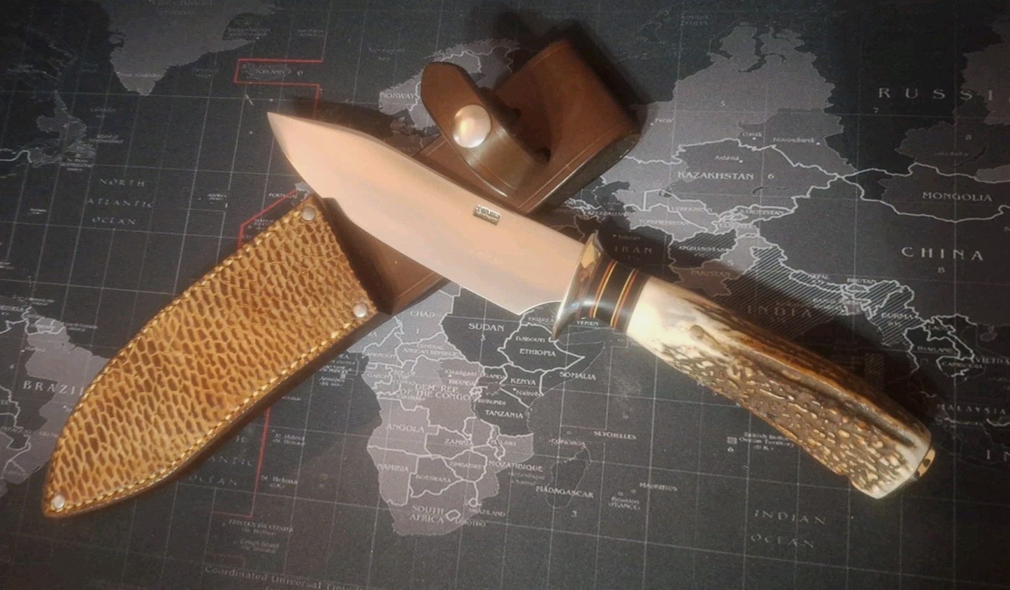 CUSTOM JIM BEHRING KNIFE (Treeman Knives) AEB-L HUNTER, 2024 BUILD, ORG SHEATH 