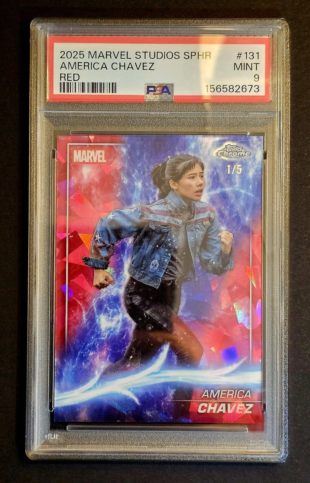 2025 Topps Chrome Marvel Studios PSA 9 ALPHA  1/5  America Chavez Red Sapphire