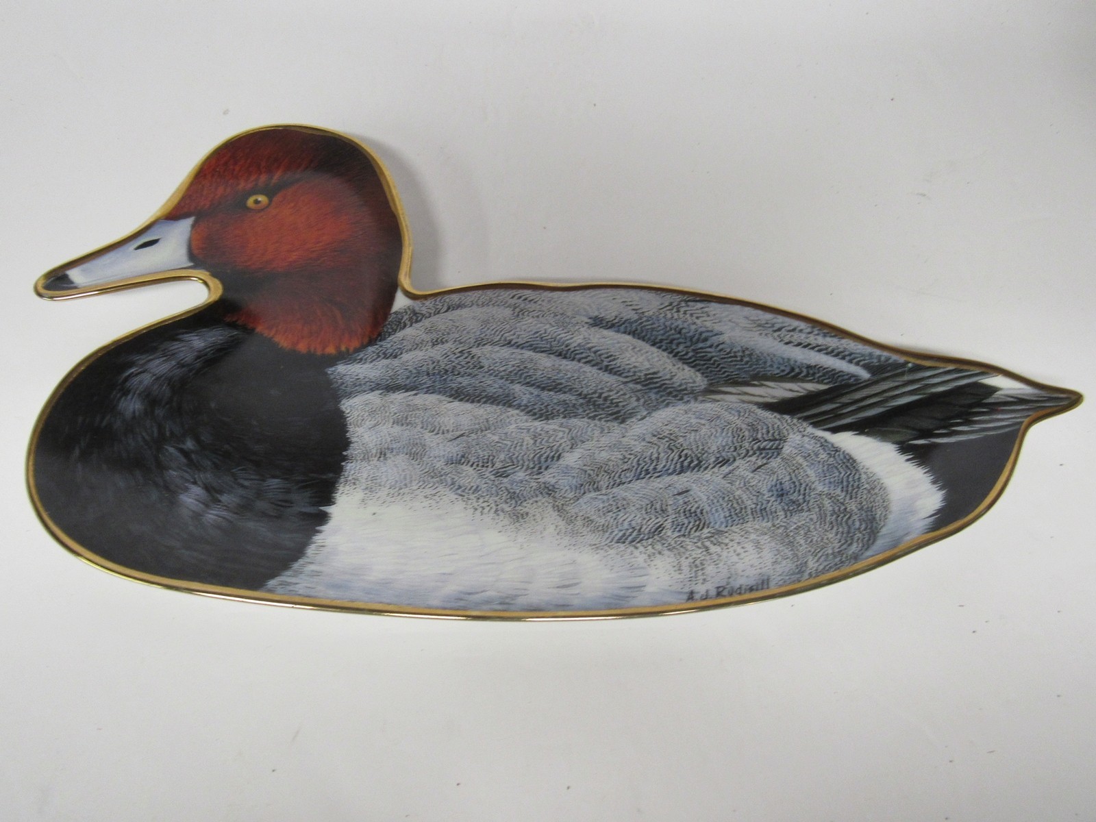 Vintage Red Head Duck by A.J. Rudisill Fine Porcelain Trinket Dish Wall Decor