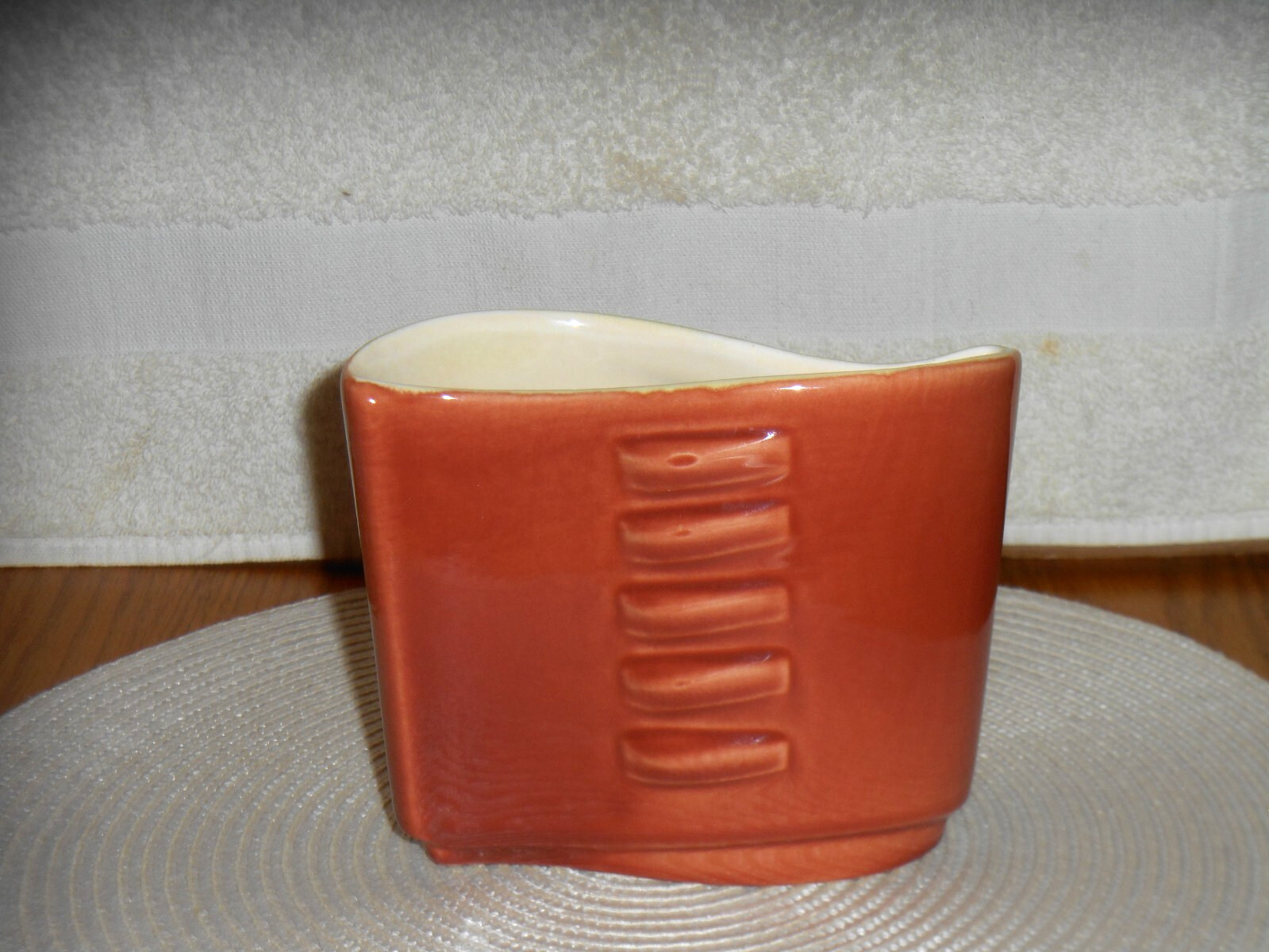 Vintage Glossy Red Wing Art Pottery Vase