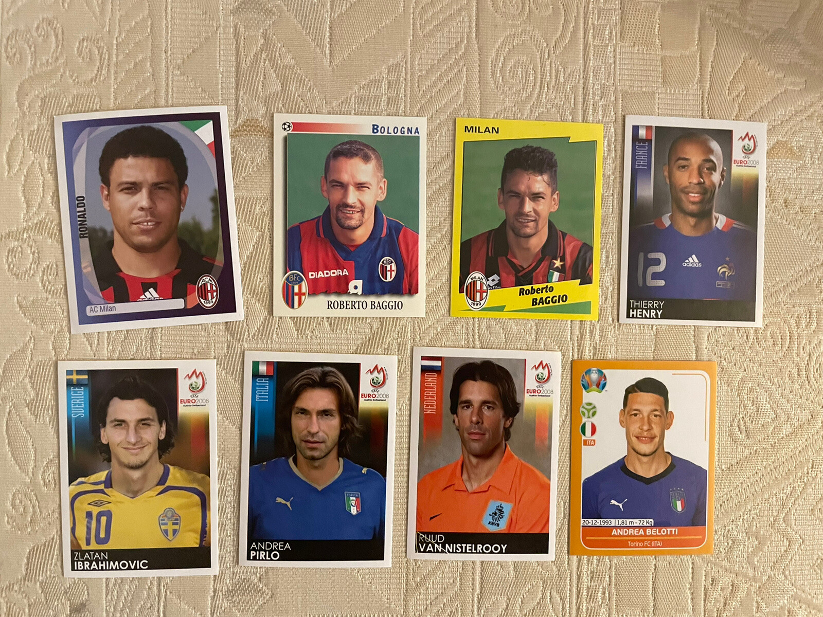 Panini Footballers Baggio Pirlo Ronaldo Ibra Lot 8 Stickers World Cup Champions