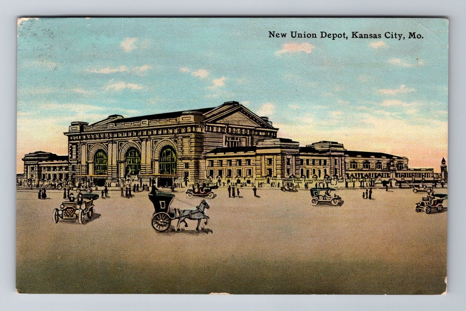 Kansas City MO-Missouri, New Union Depot, Antique, Vintage Souvenir Postcard