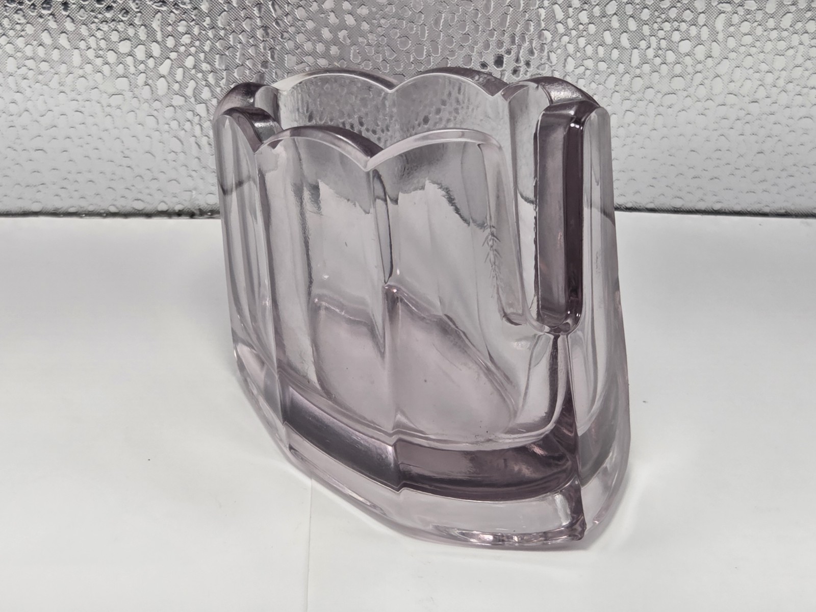 Fenton Clamborn Vintage Purple Tint Glass Scalloped Edge Spoon Holder