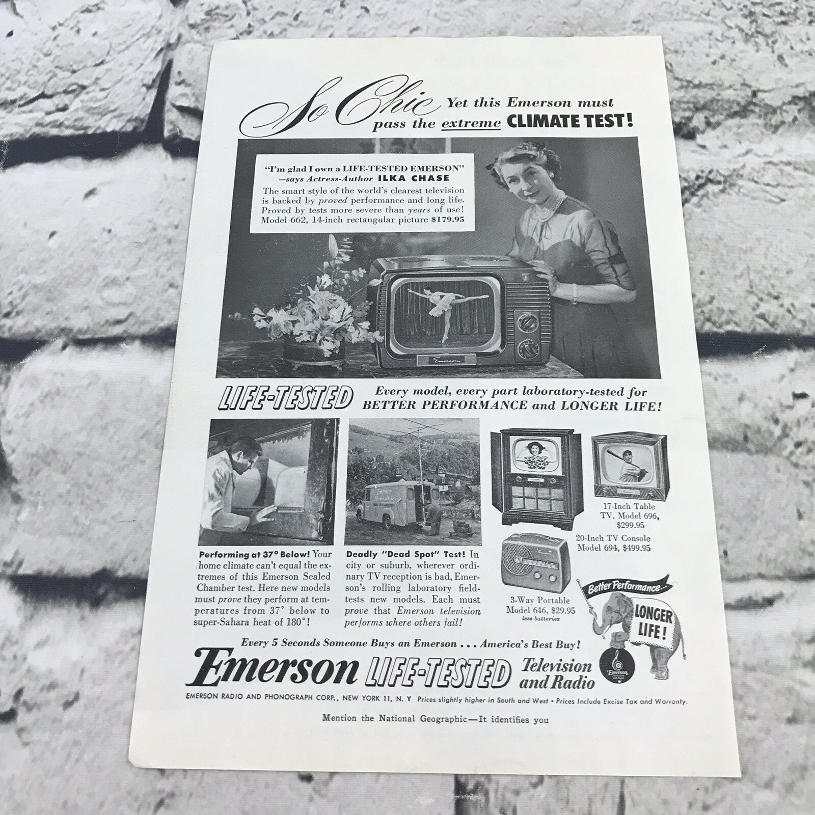 Vtg 1951 Print Ad Emerson Television And Radio advertising Art