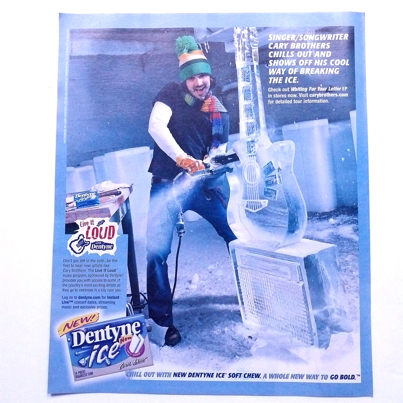 2005 Dentyne Ice Gum Vintage Print Ad Cool Ice Guitar Retro Home Decor