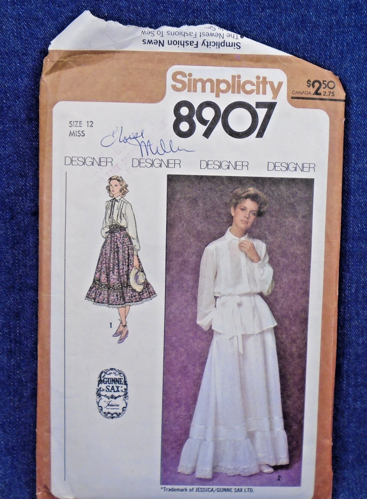 Vintage 1979 Pattern Simplicity 8907 Gunne Sax Skirt Shirt Top Blouse 34\