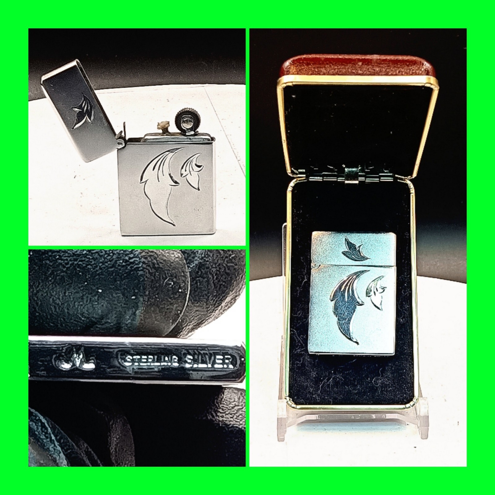 Stunning Vintage Sleek Sterling Silver Petrol Lighter With Box - Unfired - NOS 