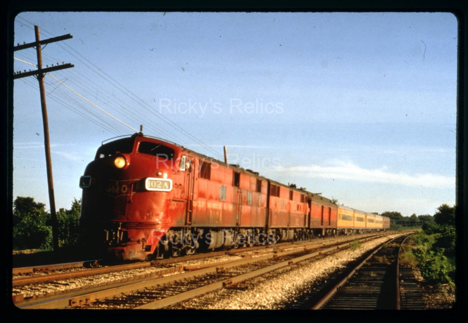Duplicate Slide GMO #102A EMD E7A Gulf Mobile Ohio 1971 Springfield IL Passenger