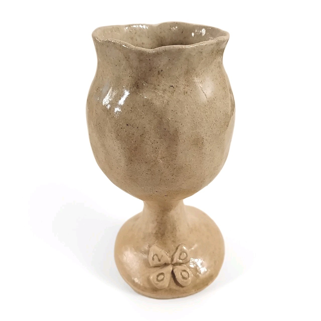 Junko Japanese Art Pottery Handmade Rustic Goblet Planter Cup Vintage