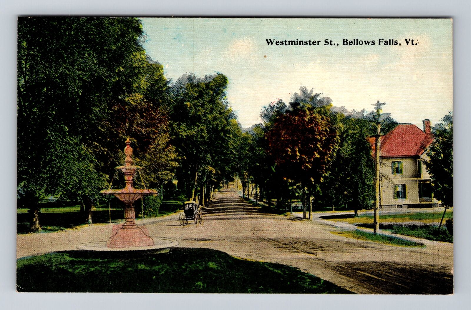 Bellows Falls VT-Vermont, Westminster Street, Advertising, Vintage Postcard