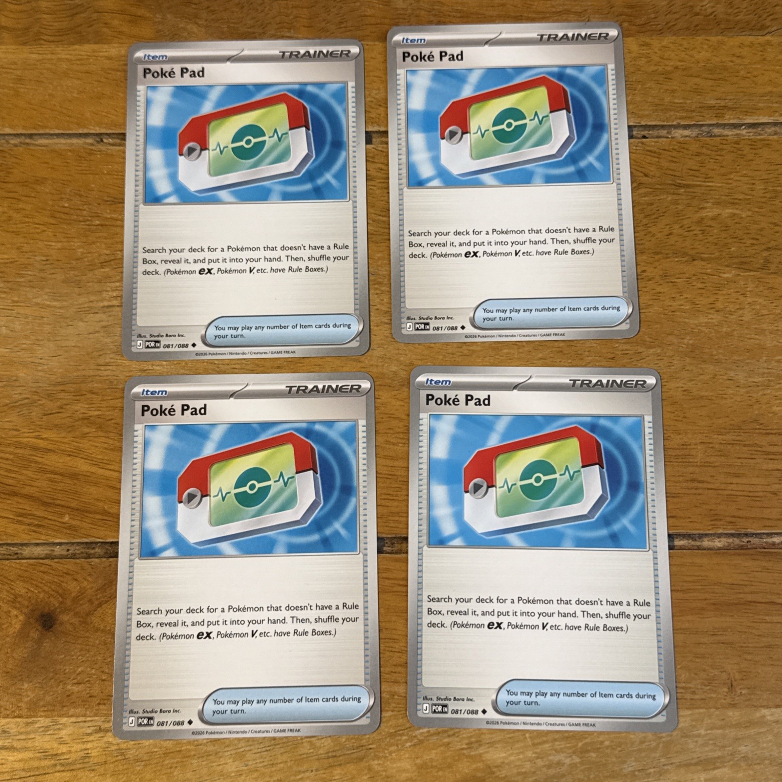 4x Poke Pad - Trainer Playset - Pokemon Card - 081/088 - Perfect Order