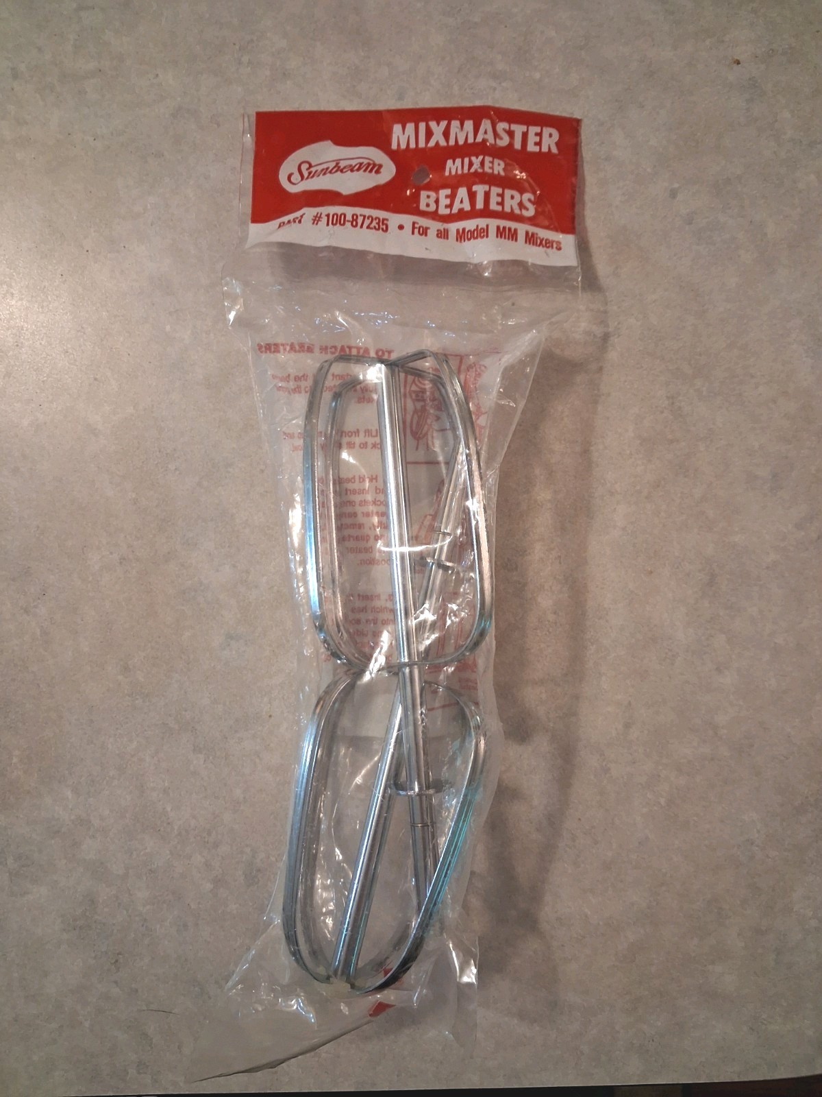 NEW IN PACKAGE Sunbeam Mixmaster Silver Beater Set Replacement Part 100-87235