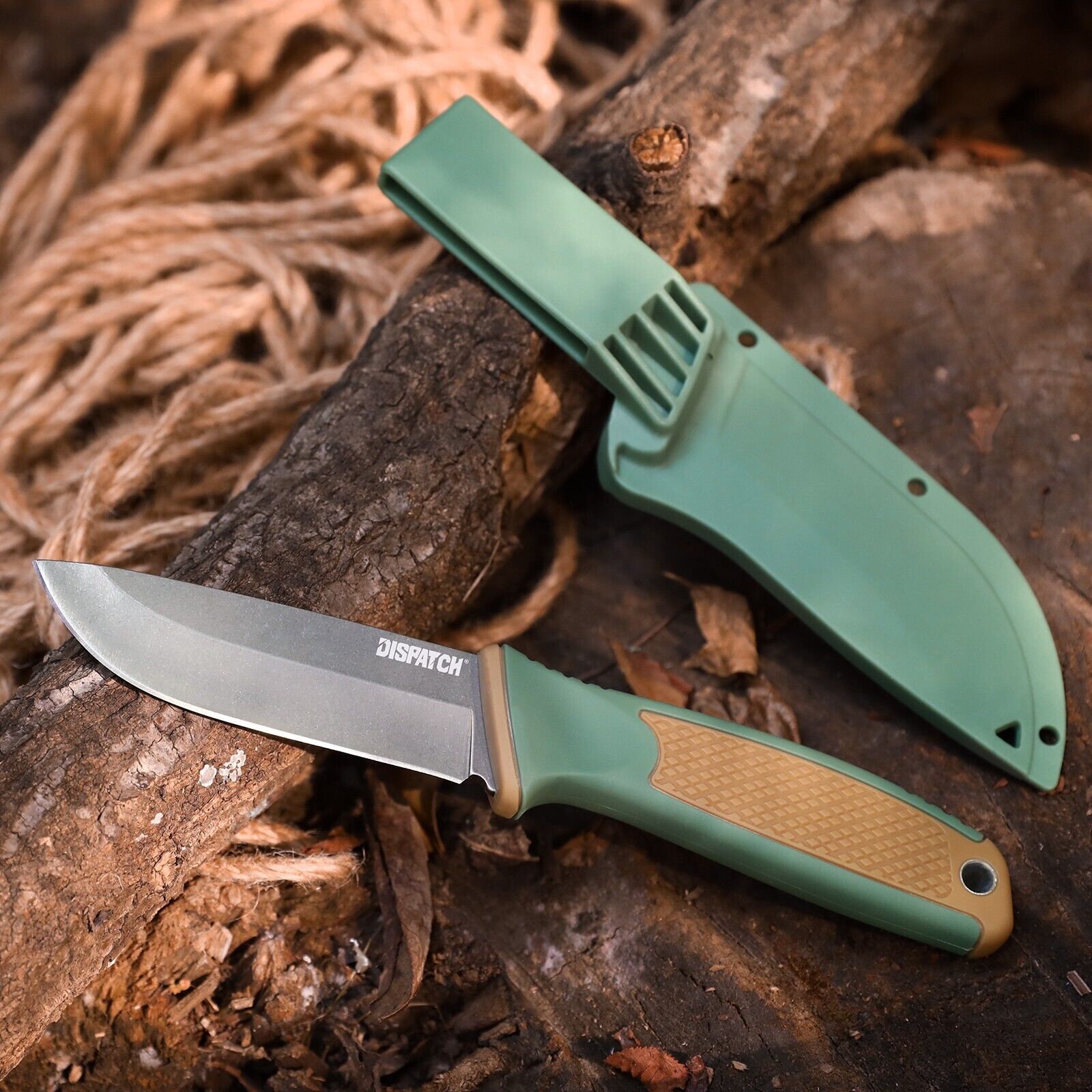 8 inch Fixed Blade Knife Tactical Knife  Full Tang Hunting knife W/Sheath Green