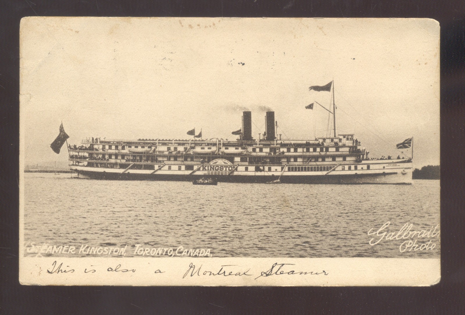 TOTONTO ONTARIO CANADA STEAMER KINGSFORT BOAT SHIP 1909 VINTAGE POSTCARD