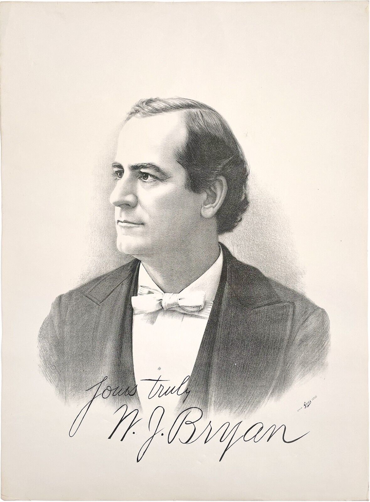 Large 1896 Election William Jennings Bryan Litho Campaign Poster