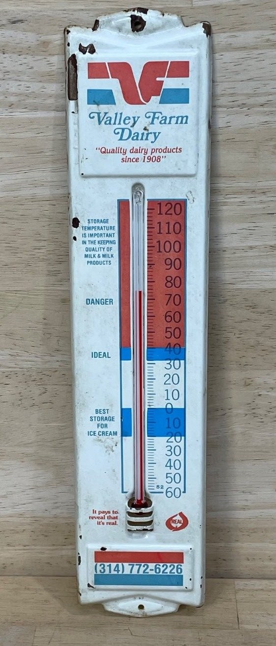 RARE ICE CREAM Advertising Thermometer 1970s-80s Valley Farm Dairy 13
