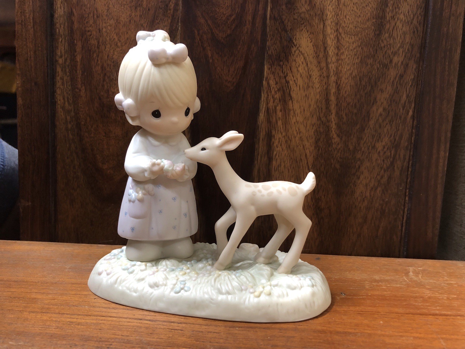 Vintage Precious Moments - to My Deer Friend with Box Girl With Fawn -Porcelain