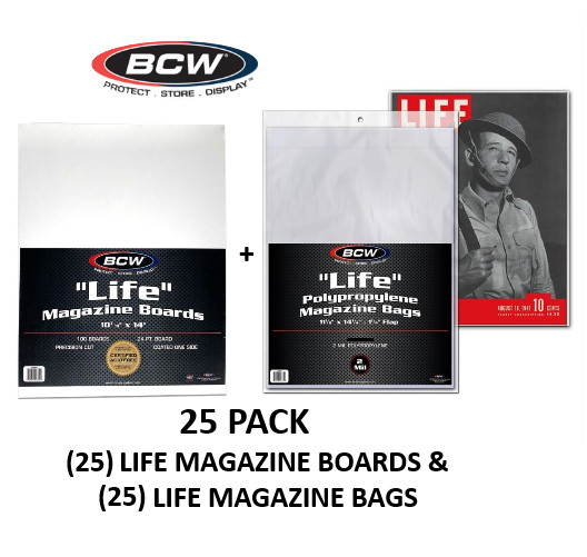 BCW - Life Magazine (25) Pack - Magazine Boards & Magazine Bags Set