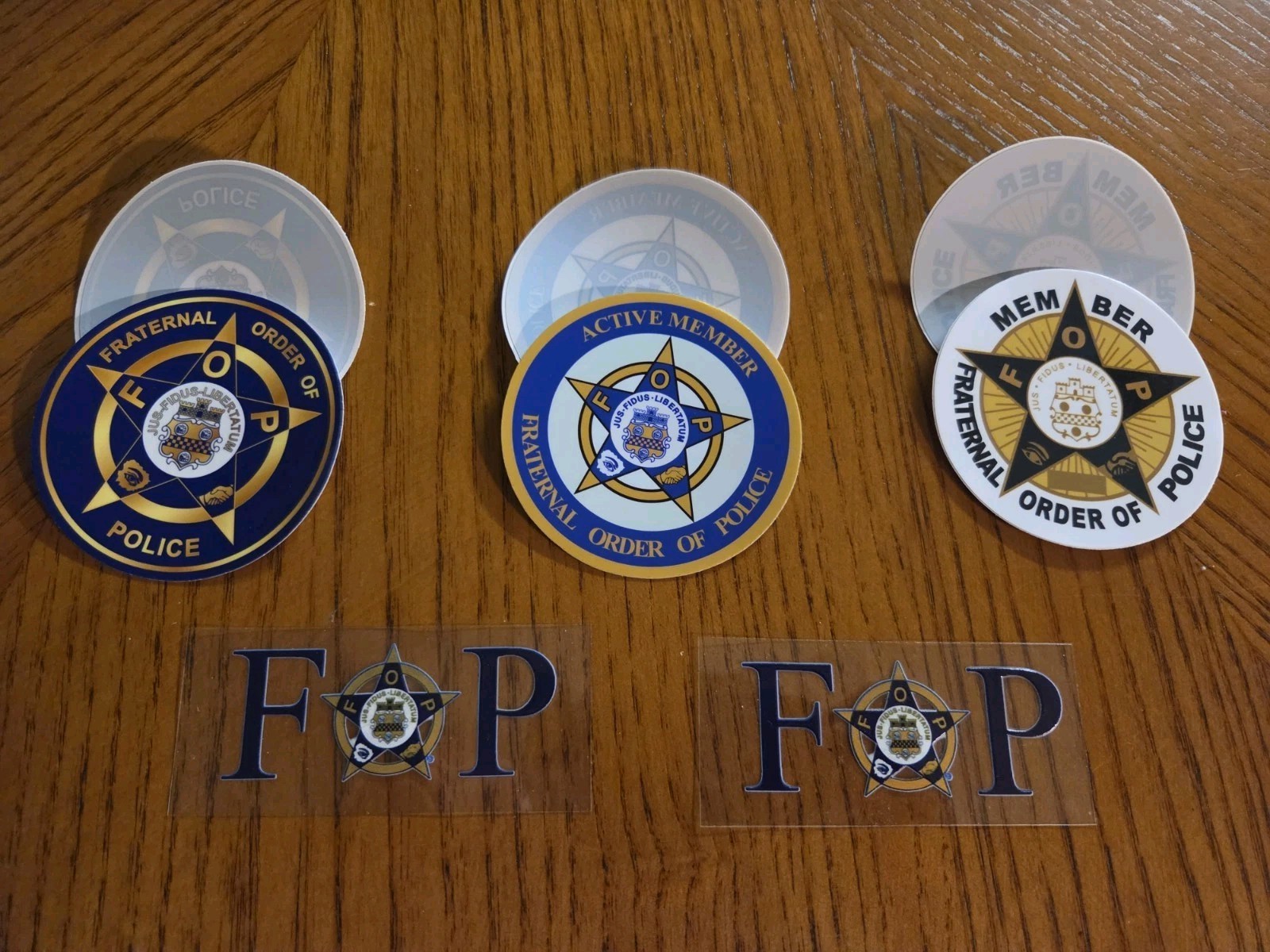 8 pc.  F.O.P. POLICE SUPPORTER LOT-Uv Waterproof Vinyl Decals  Inside / Outside 