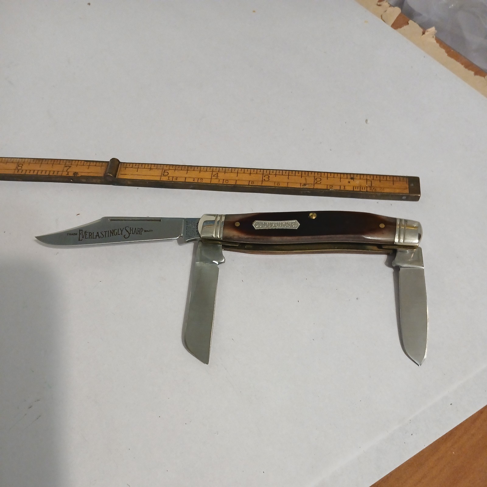 HERITAGE SCHRADE+ NY USA 8801 LG Stockman EVERLASTINGLY SHARP KNIFE '83 Red Bone
