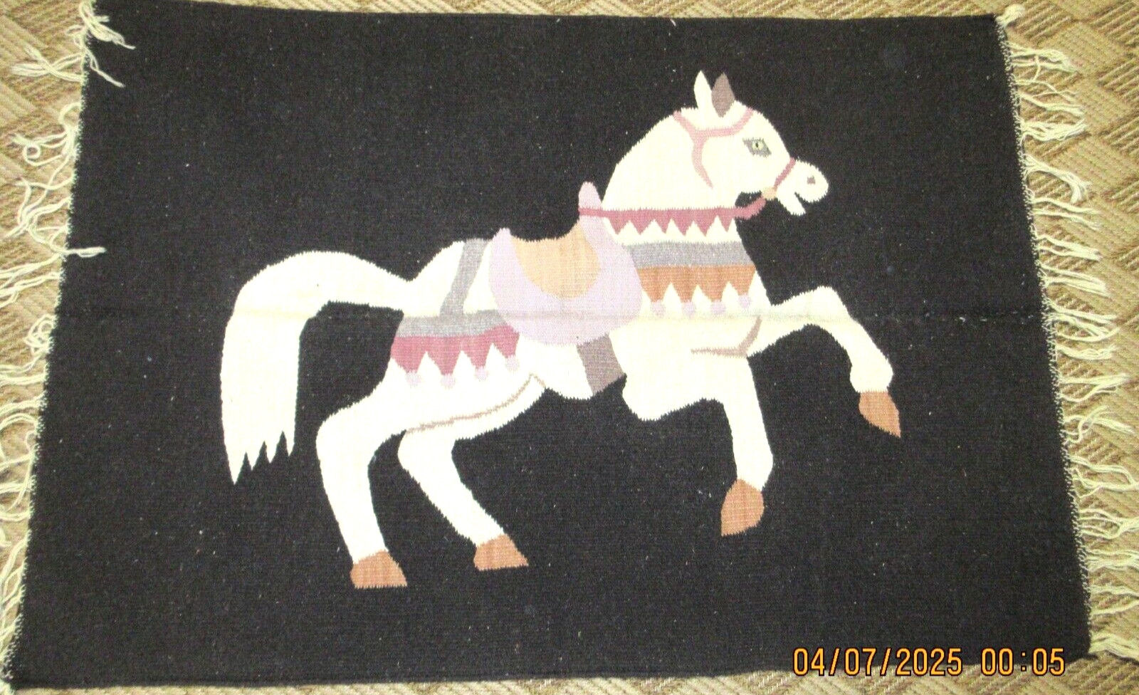 PRE 1950'S~NAVAJO BLANKET/RUG & A HORSE ON IT~48 PRE 1950'S~NAVAJO BLANKET/RUG & A HORSE ON IT~48