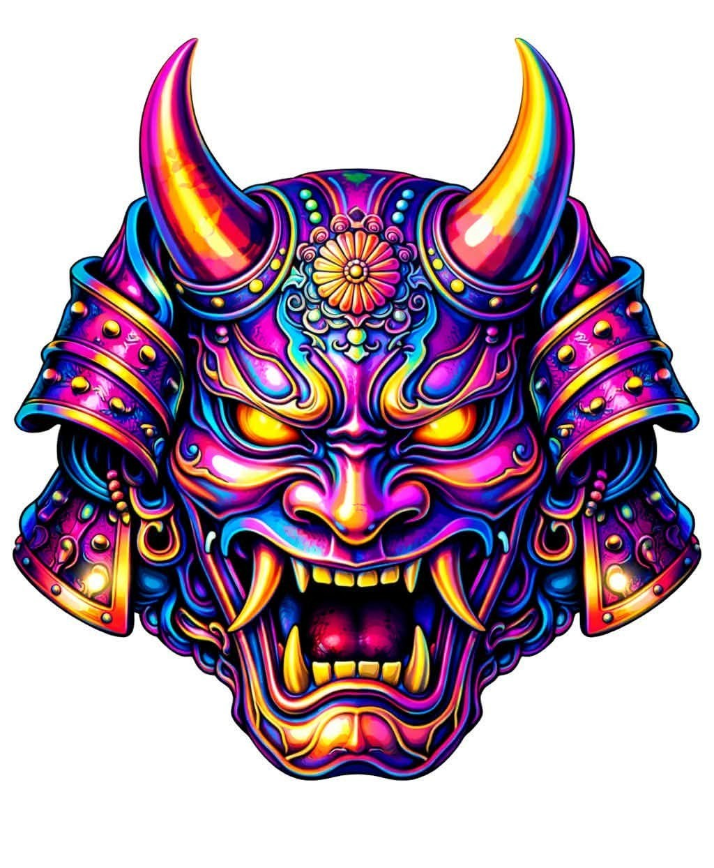 5 oz .999 Fine Copper Colorized Oni Demon Mask | Shaped Capsule & Box IN STOCK