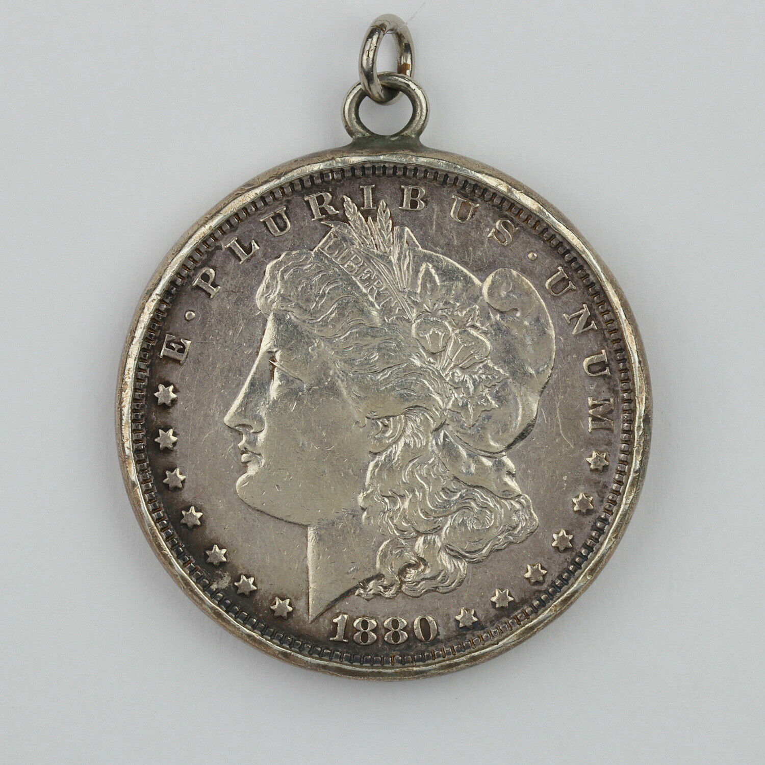 Vintage Sterling Silver, 1880 Morgan Dollar Coin Freemason's Keyfob