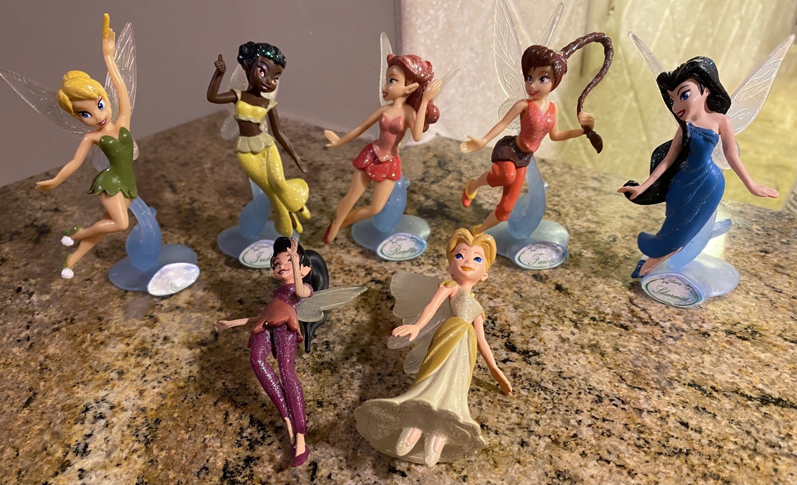 Disney Fairies Lot Figurine Playset Tinkerbell Fawn Silvermist Iridessa Rosetta
