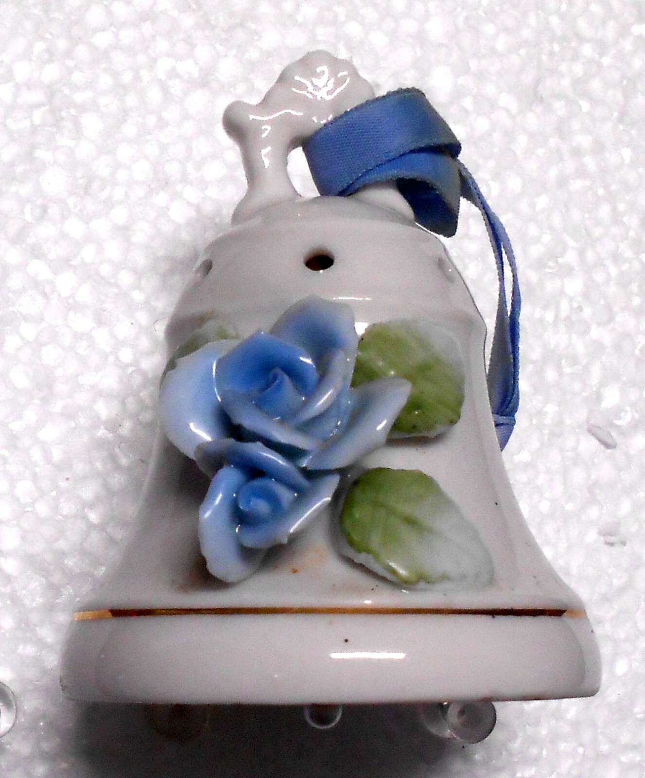  Porcelain Bell With Blue Floral Potpourri Holder that hangs or free standing