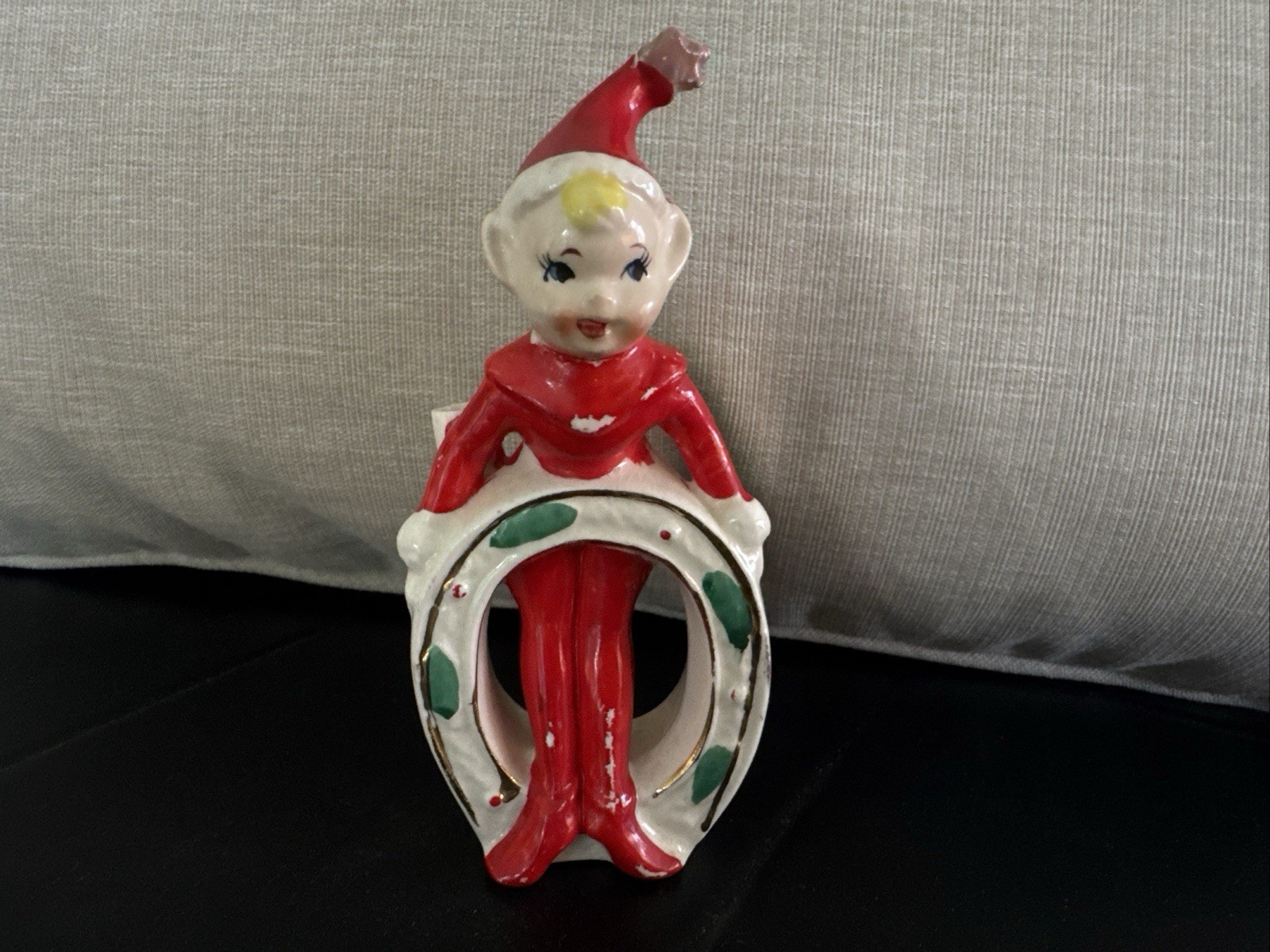 REPLACEMENT Letter “O” Vintage Lipper Mann Ceramic NOEL Pixie Elf Candle Holder