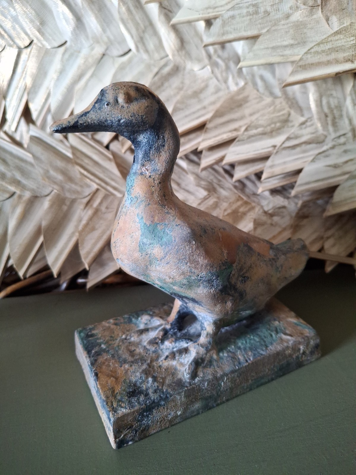Vintage Toyo Japan Cast Iron Goose Statue Figurine Doorstop Paperweight Labeled