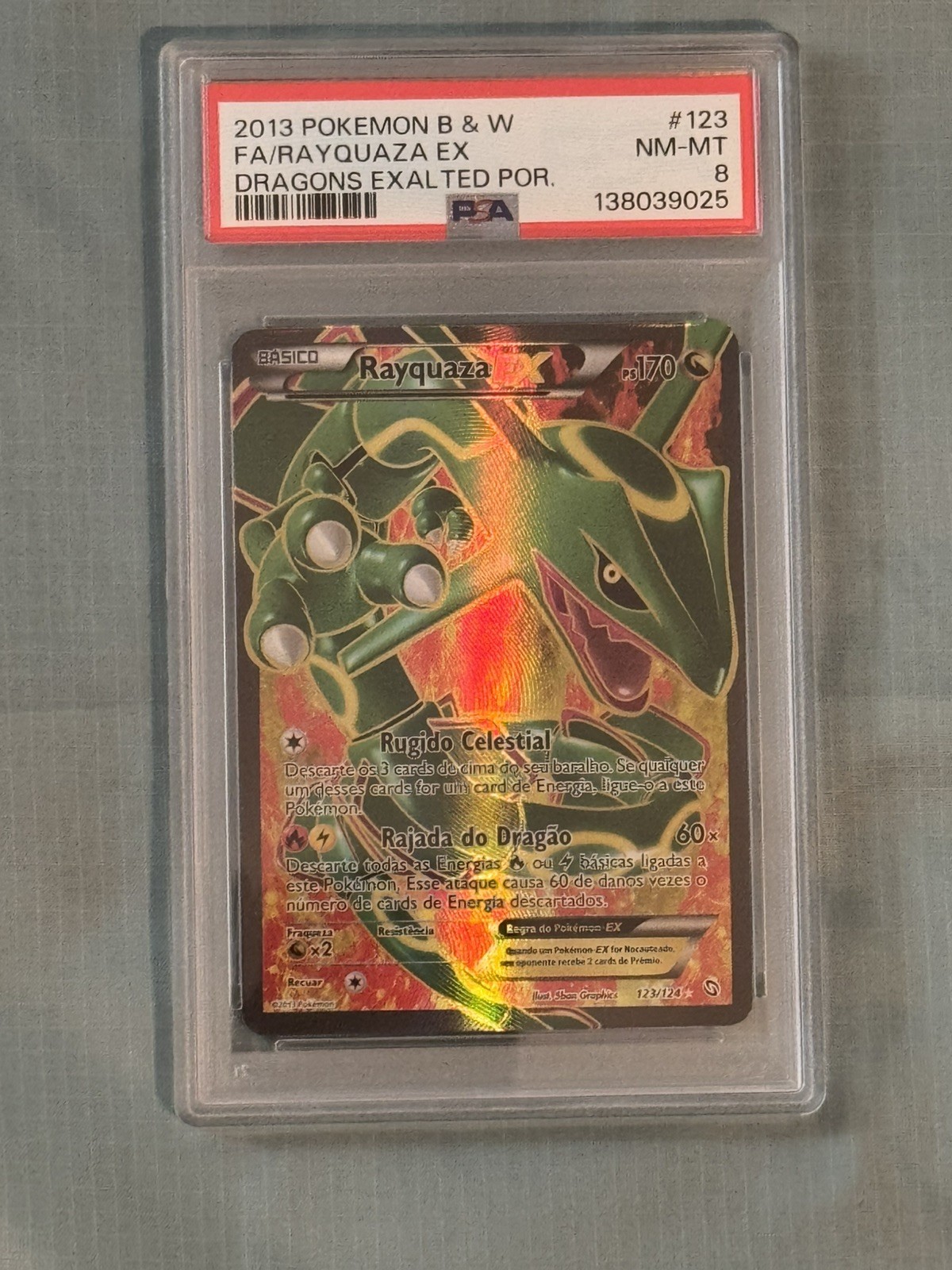 2013 Pokemon Dragons Exalted Rayquaza #123 PSA 8 POR Very Rare POP 3