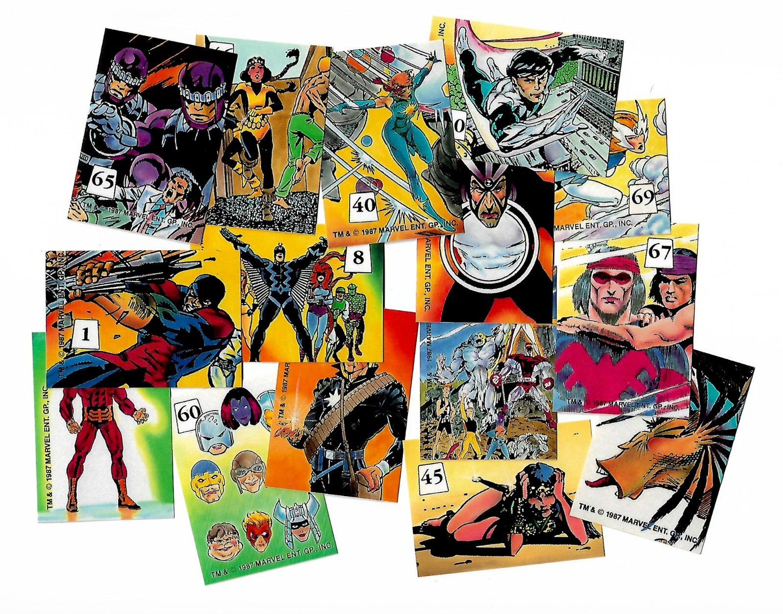  1987 Mutant Hall of Fame stickers - SINGLES Comic Images Heroic Origins