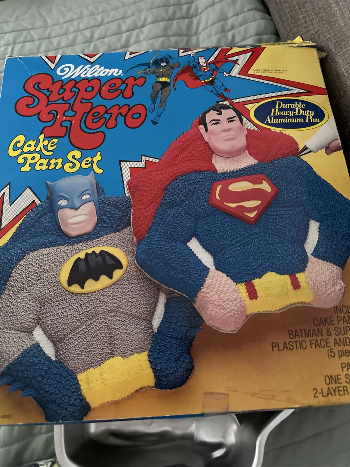 Vintage Wilton Super Hero Cake Pan Set Batman Superman Original  Box 1977 Retro