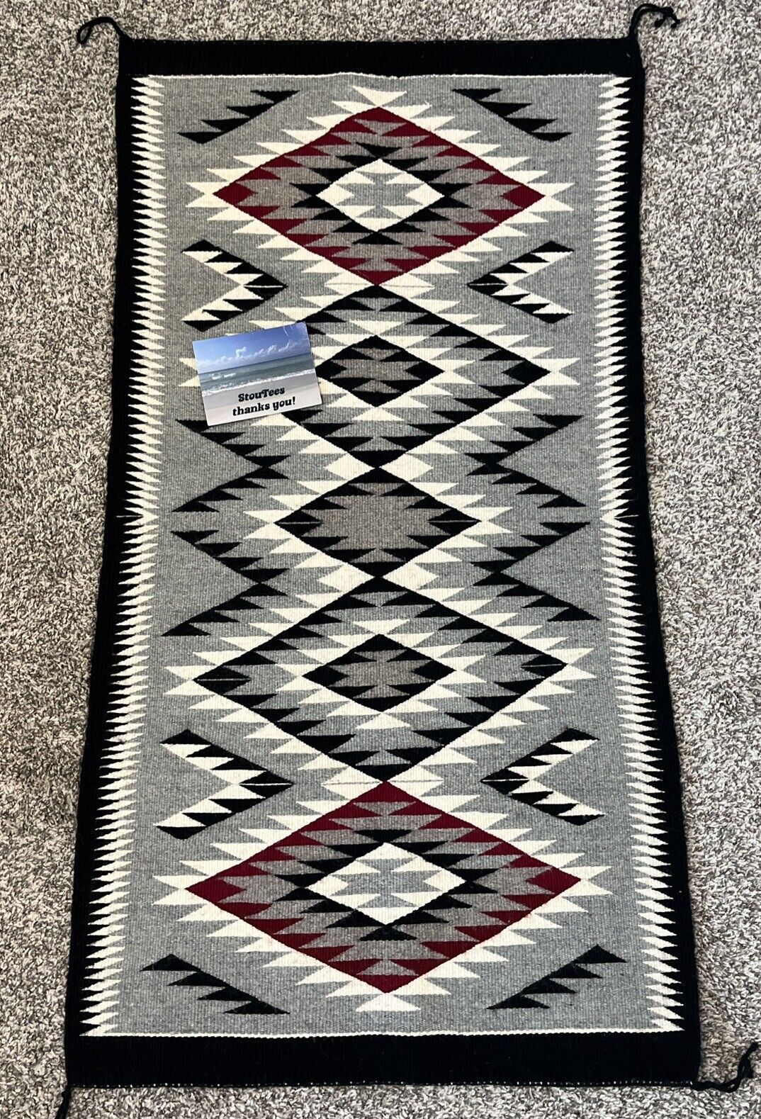 VTG Handwoven Navajo Textile Weave Rug Wall Wool Indian Western Cowboy Native
